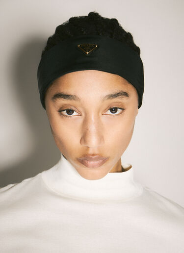 Prada Logo Plaque Headband Black pra0258066