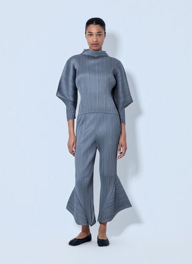 Pleats Please Issey Miyake Pleated Flared Trousers Grey plp0264005