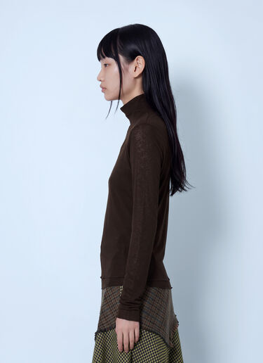 GANNI Marl Mesh Turtleneck Brown gan0266009