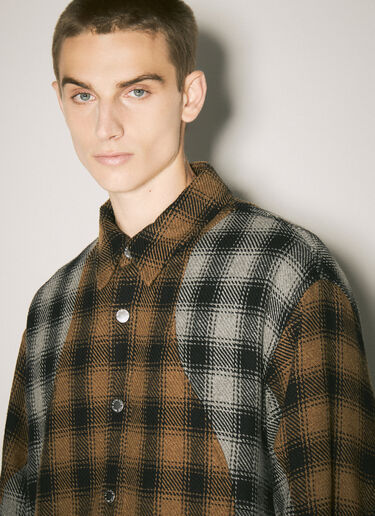 Song for the Mute Plaid Shirt Jacket Brown sfm0158015