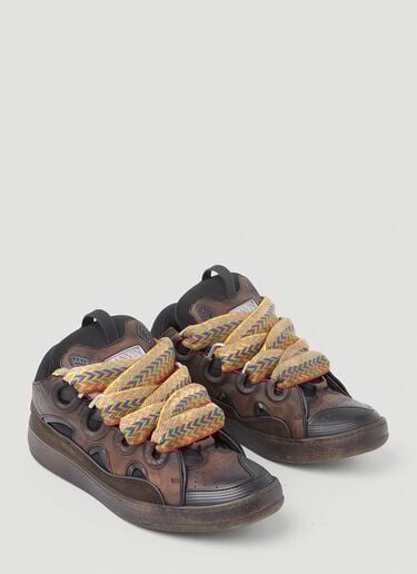 Curb Leather and Glitter Sneakers Lanvin Curb Leather and Glitter Sneakers Brown lnv0153015