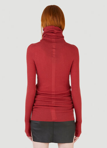 Rick Owens Turtleneck Ribbed-Knit Top Red ric0245027