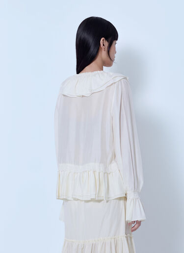 LN-CC® - GANNI: Viscose Silk Habotai Frill Blouse - Cream GANNI Viscose Silk Habotai Frill Blouse Cream gan0266001
