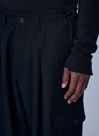 LN-CC® - Yohji Yamamoto: Hem Button Pants - Black Yohji Yamamoto Hem Button Pants Black yoy0165002