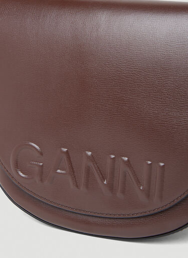 GANNI Banner Saddle Handbag Brown gan0253040