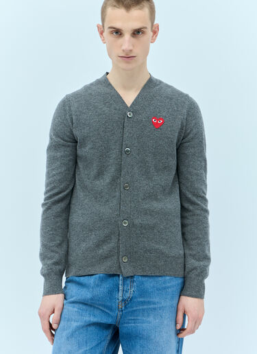 Comme Des Garçons PLAY Logo Patch Wool Cardigan Grey cpl0355022