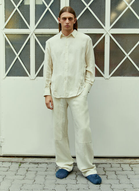 Eckhaus Latta 릴랙스드 리넨 팬츠 Beige eck0151005