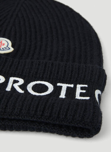 Moncler Born To Protect English Rib Beanie Hat Black mon0147049