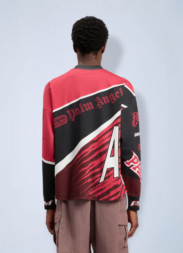 LN-CC® - Palm Angels: Racing Loose Long-Sleeved T-Shirt - Red Palm Angels Racing Loose Long-Sleeved T-Shirt Red pma0164149