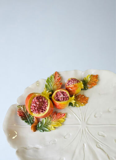 Les-Ottomans Porcelain Leaf Embossed Serving Plate Multicolour wps0692538