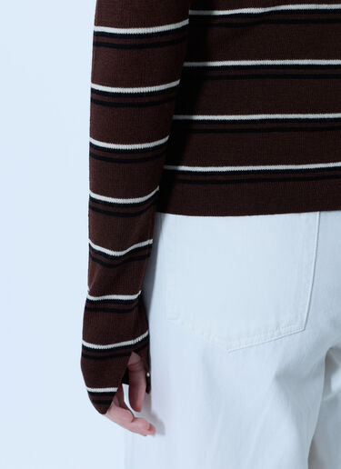 LN-CC® - GANNI: Mini Ribbed Merino Polo - Brown GANNI Mini Ribbed Merino Polo Brown gan0265021
