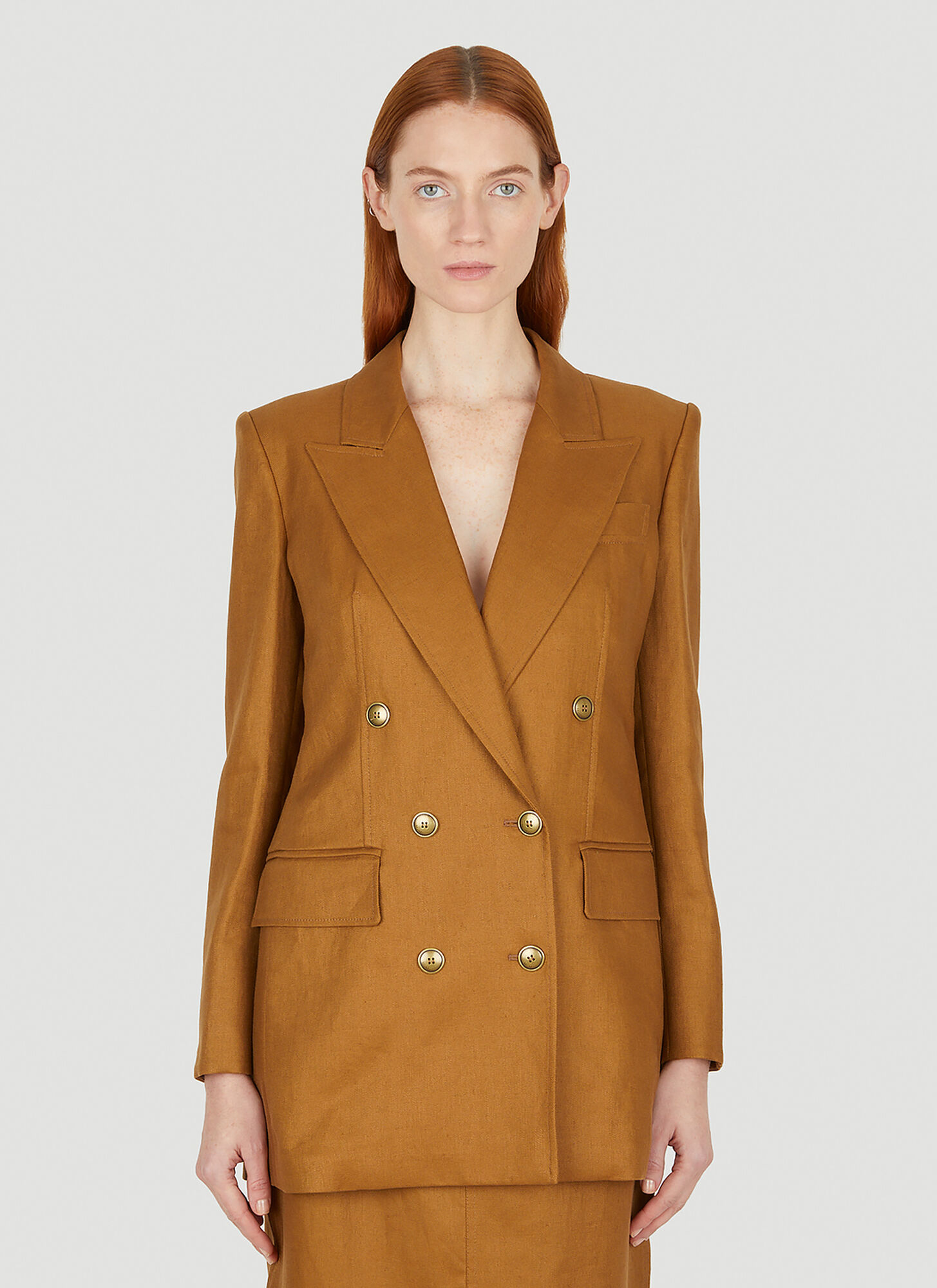 Max Mara Verace Double Breasted Blazer In Brown