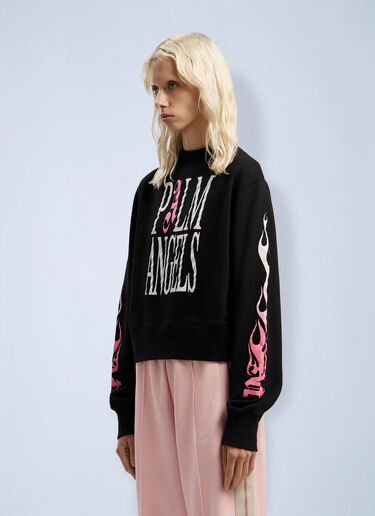 Flames Fitted Crew Sweatshirt Palm Angels Flames Fitted Crew Sweatshirt Black pma0262075