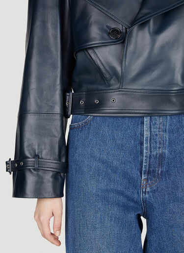 Saint Laurent Cropped Trench Jacket Blue sla0252016