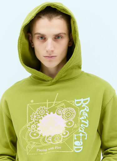 Brain Dead Playing With Fire Hooded Sweatshirt Green bra0154016