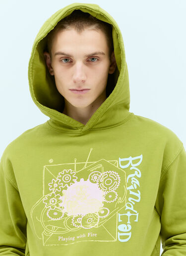Brain Dead Playing With Fire 후드티셔츠 그린 bra0154016