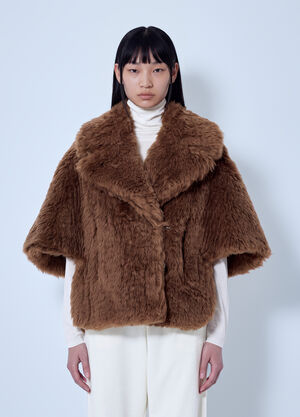 Max Mara Short Boxy Cape Brown max0266087