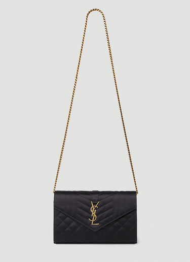 Saint Laurent 链条绗缝徽标钱包 黑色 sla0252063