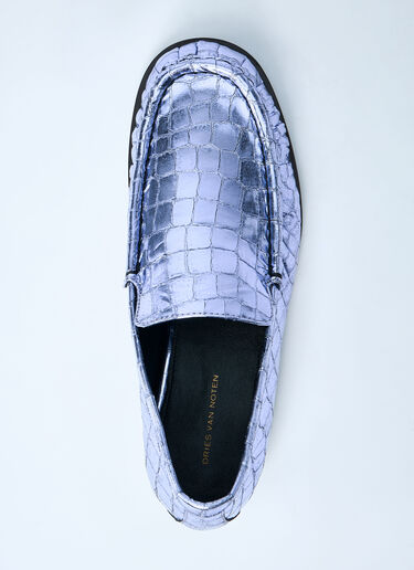 Dries Van Noten Croc-Embossed Loafers Purple dvn0259003