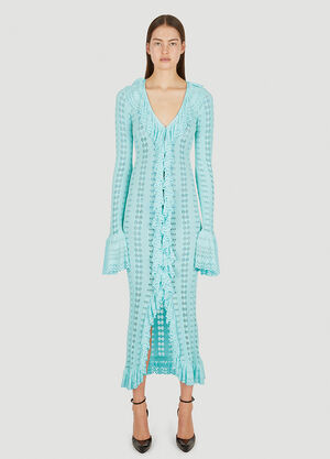 Blumarine Pointelle Knit Frilled Dress Blue blm0252001