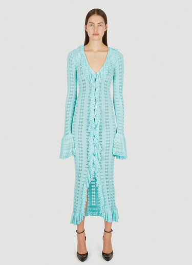 LN-CC® - Blumarine: Pointelle Knit Frilled Dress - Blue Blumarine Pointelle Knit Frilled Dress Blue blm0252001