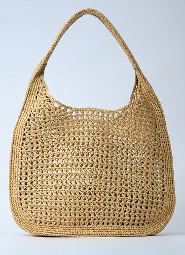 Miu Miu Logo Motif Crochet Shoulder Bag Natural miu0260022