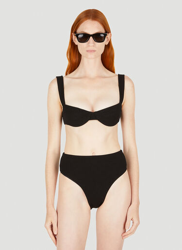 Ziah 90s High Waisted Bouclê Bikini Bottoms Black zia0249013