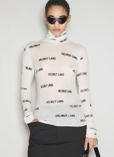 Helmut Lang Logo Print High Neck Sweater White hlm0254003