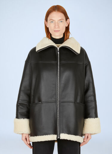 TOTEME Signature Shearling Jacket Black tot0251014