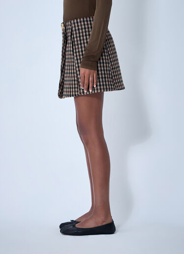 GANNI Wool-Blend Check Mini Skirt Brown gan0261013