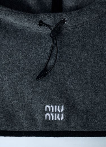 Logo Motif Fleece Hood Miu Miu Logo Motif Fleece Hood Grey miu0262008