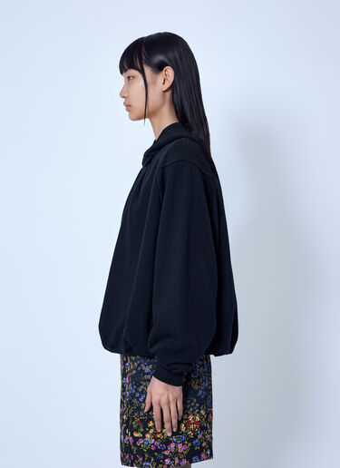 LN-CC® - Dries Van Noten: Relaxed Hoodie with Gathered Neckline - Black Dries Van Noten Relaxed Hoodie with Gathered Neckline Black dvn0266021
