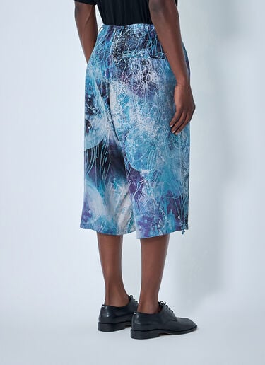 Yohji Yamamoto Drawstring Cropped Shorts Blue yoy0164014