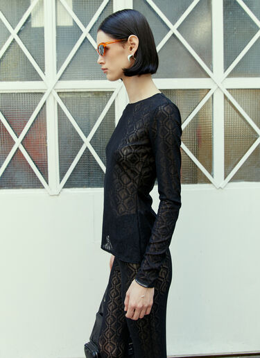 Marine Serre Logo Mesh Jacquard Top Black mrs0254008