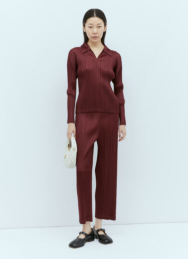 Pleats Please Issey Miyake Monthly Colors: October Pleated Pants Burgundy plp0255002