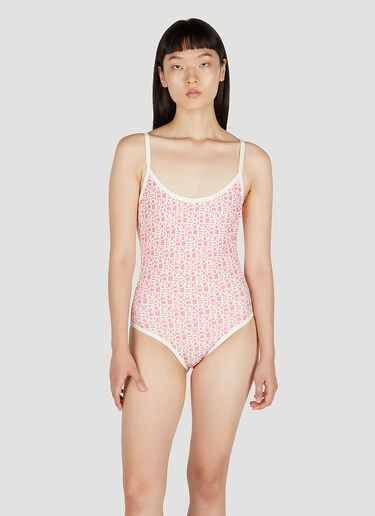Moncler Logo Print Swimsuit Pink mon0252041