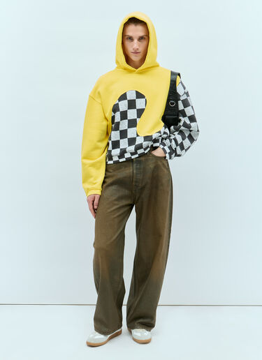 ERL Checker Swirl Hooded Sweatshirt Yellow erl0156017