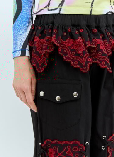 Chopova Lowena Frill Cotton Pants Black cho0258007