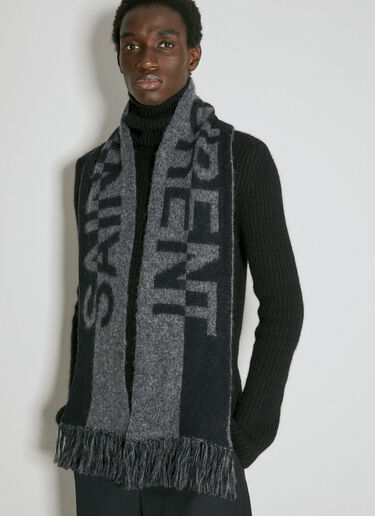 Saint Laurent Cassandre Wool Scarf Grey sla0154066