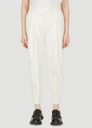 Alexander McQueen Exaggerated Pleat Tailored Trousers White amq0248008