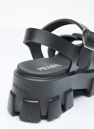 Prada Logo Plaque Rubber Sandals Black pra0256025