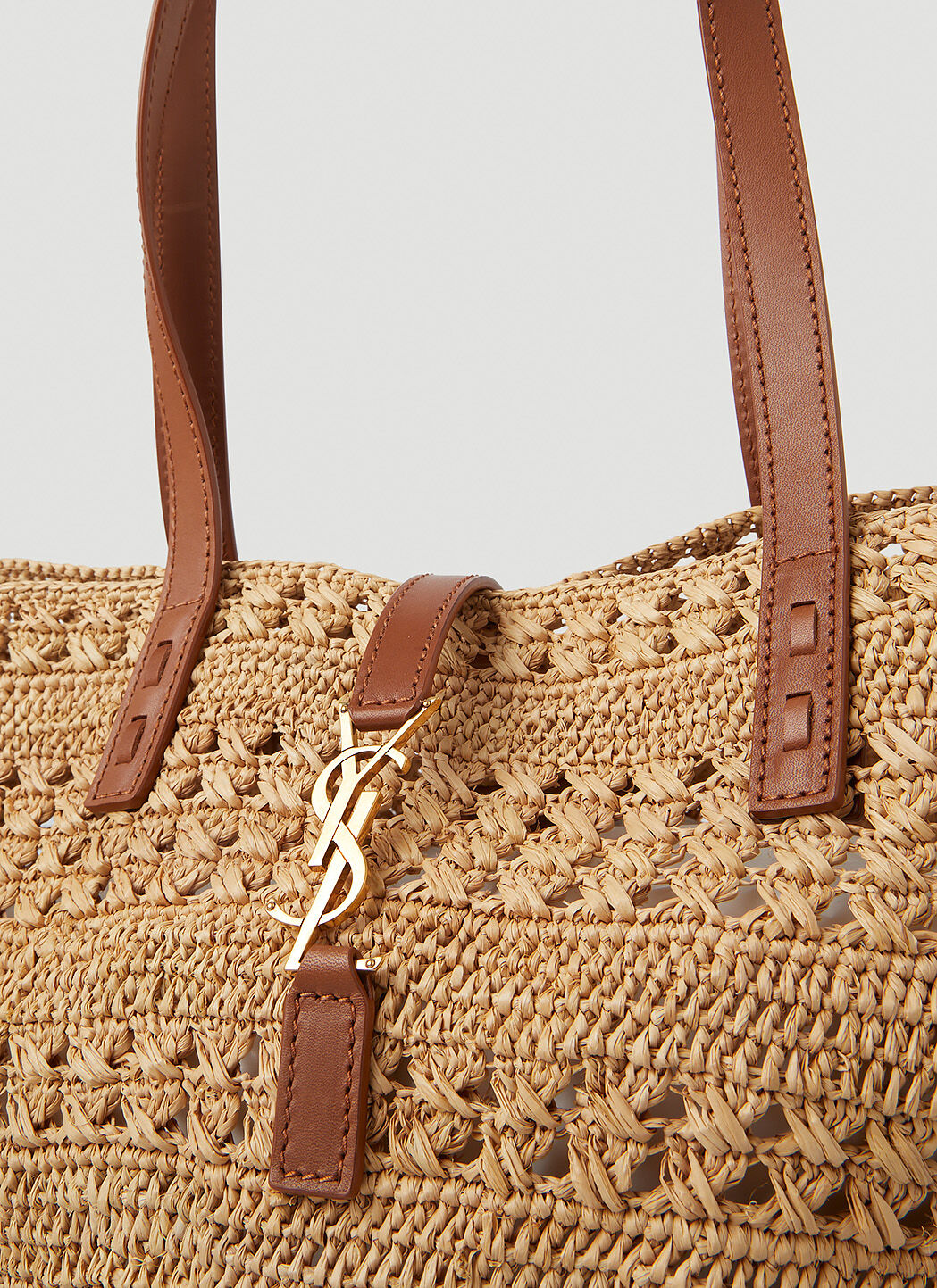 Saint Laurent Panier Raffia Tote Bag in Beige LN CC