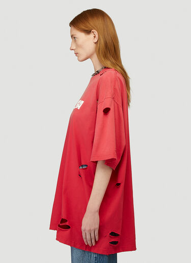 Distressed Logo Motif T-Shirt Balenciaga Distressed Logo Motif T-Shirt Pink bal0244074