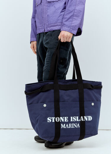 Stone Island 마리나 캔버스 토트백 네이비 sto0156121
