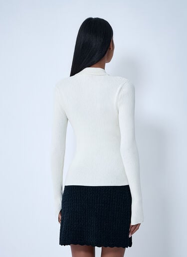 GANNI Sequin Polo Sweater Cream gan0263012