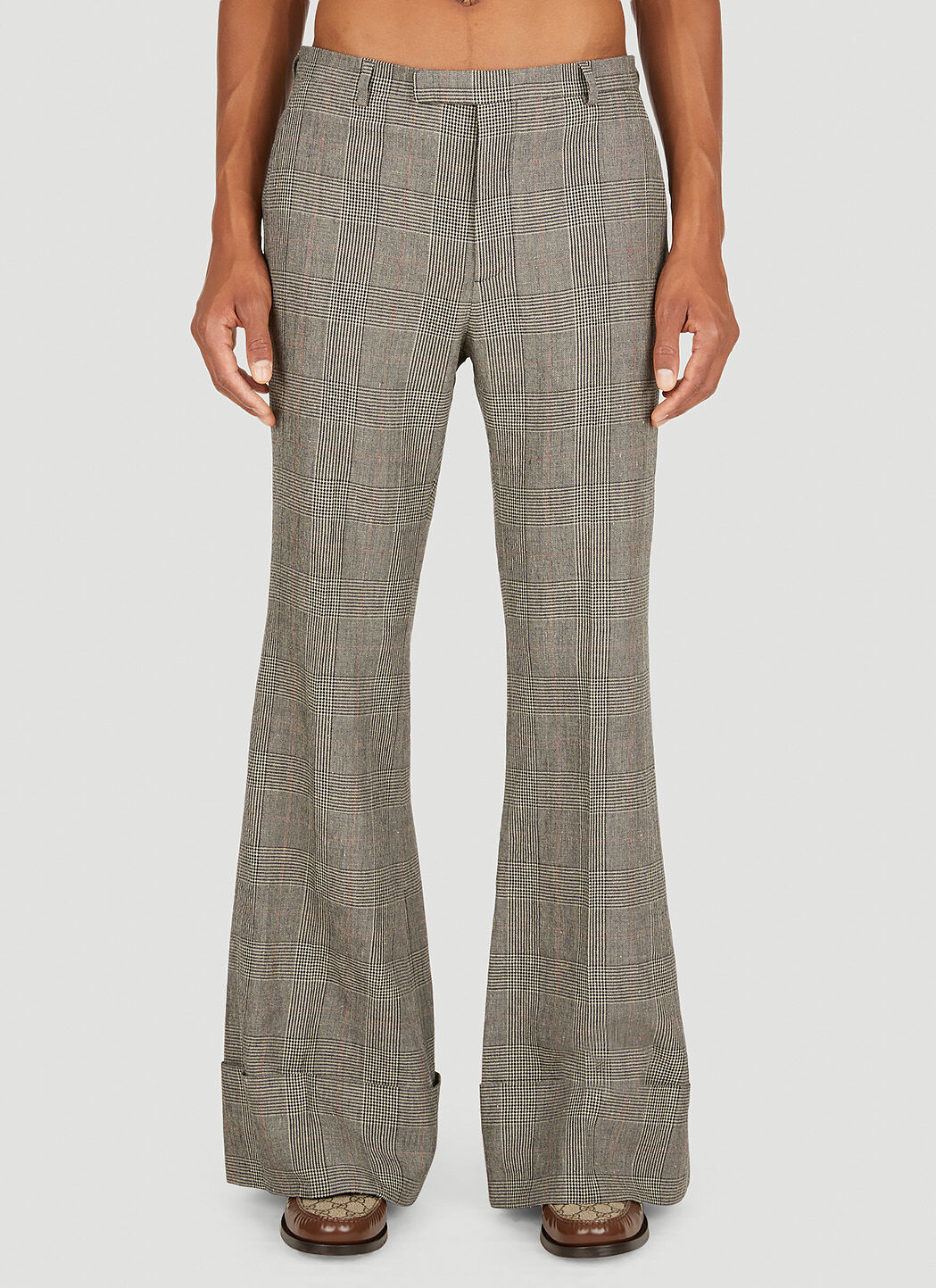 Gucci Prince of Wales Flared Pants in Grey LN CC