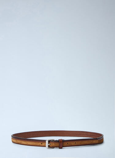 LN-CC® - Dries Van Noten: Textured Leather Belt - Brown Dries Van Noten Textured Leather Belt Brown dvn0165035