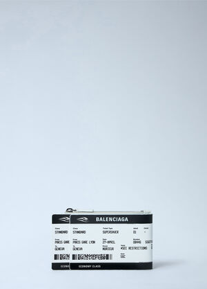 Balenciaga Ticket-Print Leather Zip Pouch White bal0162016