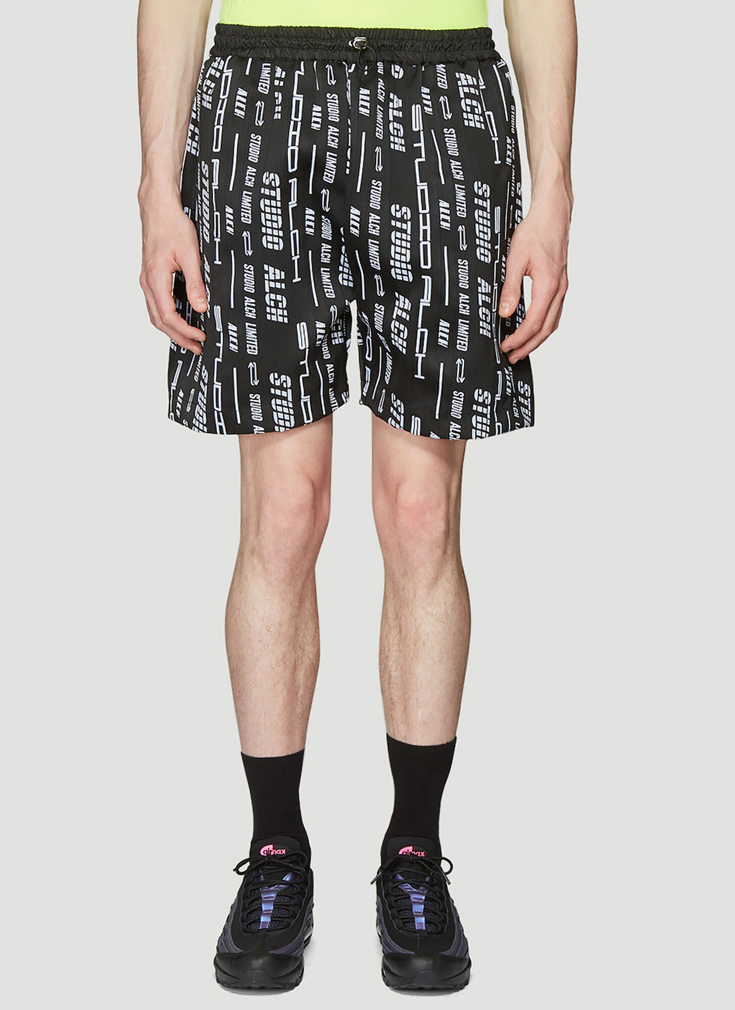 Studio Alch Lanyard Logo Shorts In Black