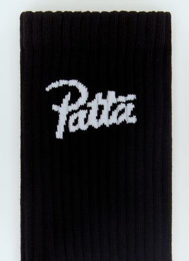 Patta 文字徽标运动袜两件装  黑色 pat0156015